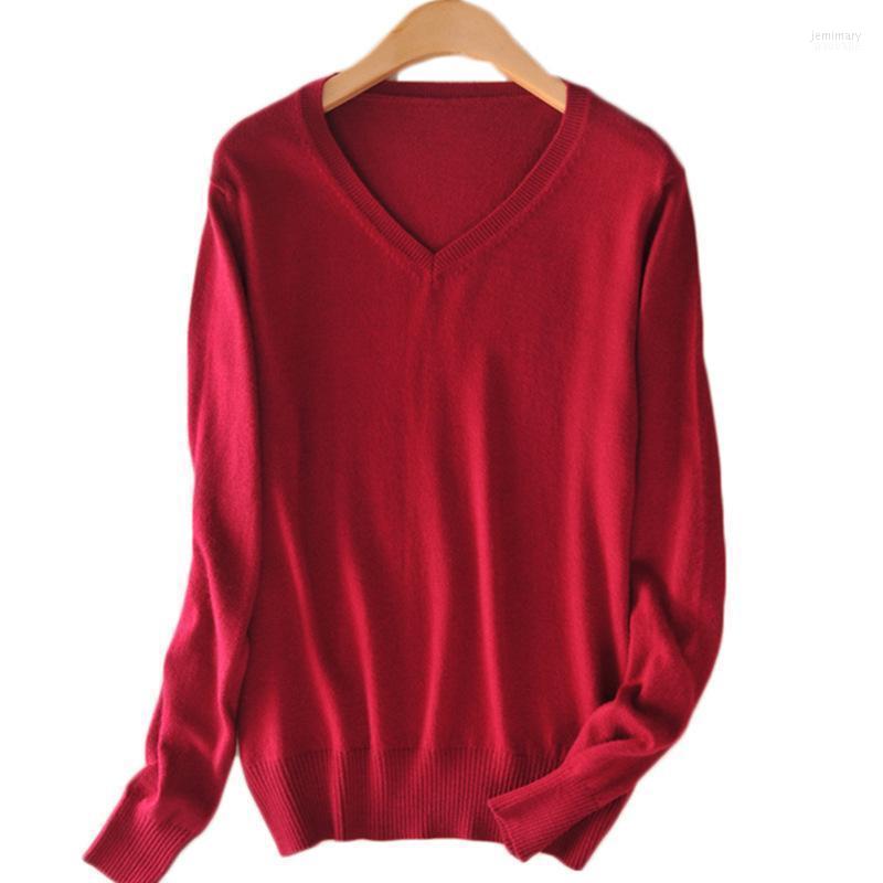 

Women's Sweaters 2022 Fall Winter Women Sweater Solid Long Sleeve V- Neck Fashion Silm Pullover Knit Top Oversize 3XL Jemi22, Color-15