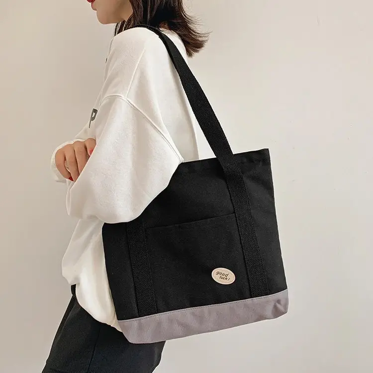 

Women Shopping Shoulder Bags Fashion casual Womens Bag Handbag Totes High-capacity High quality canvas Oxford Large volume wholesale Black 0503, White