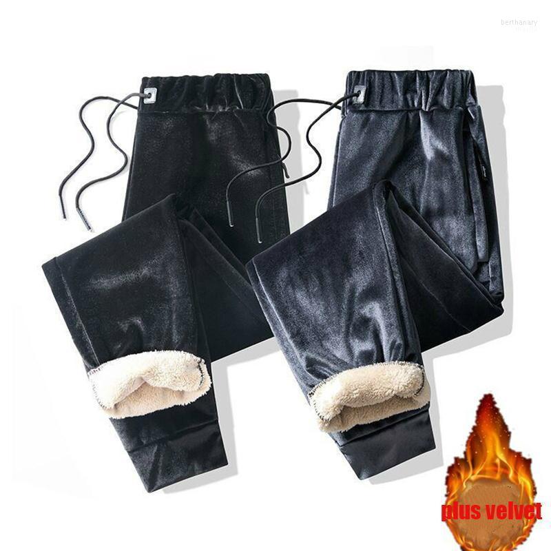 

Men's Pants Winter Casual Men Sweatpants Loose Plus Velvet Thickened Trousers Size Zipper Pocket Straight Tracksuit Joggers Bert22, Black pants