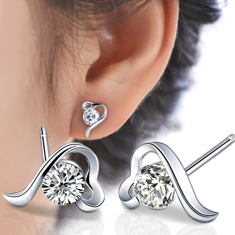 

WHOLESALE Girls like StudS Fashion jewelry Delicate Mosaic shine AAA zircon drill 925 Sterling Silver Stud Earrings YS68