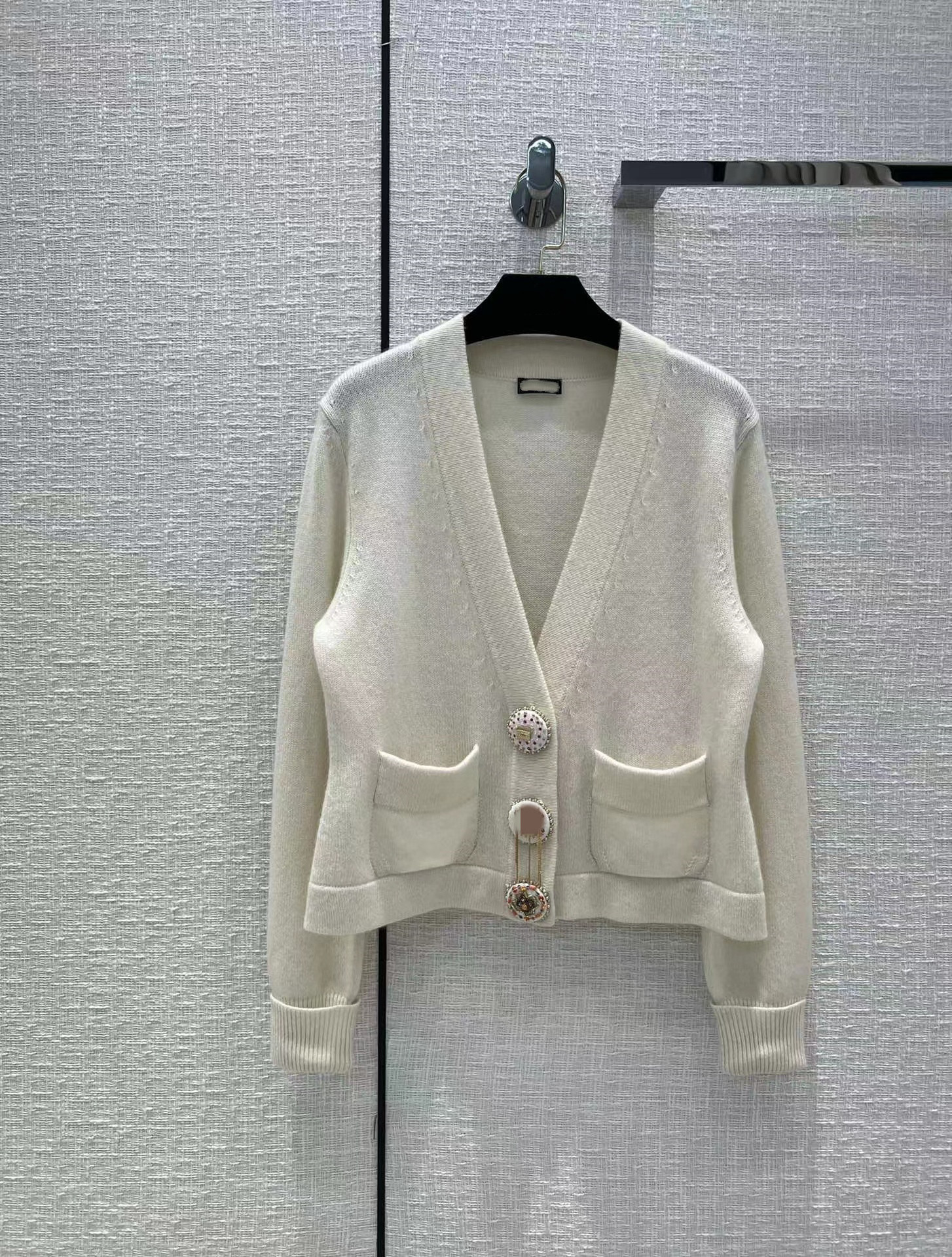 

Milan Runway Sweaters 2022 Autumn V Neck Long Sleeve High End Jacquard Cardigan Women' Designer Coats 0730-1, Black