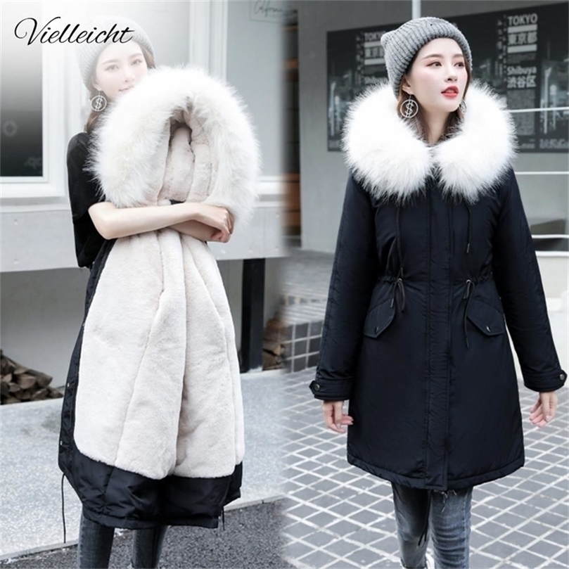 

Vielleicht -30 Degrees Snow Wear Long Parkas Winter Jacket Women Fur Hooded Clothing Female Fur Lining Thick Winter Coat Women 201127, Khaki