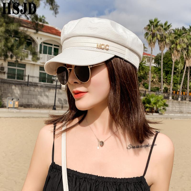 

Berets Rhinestone Letter M Octagonal Flat Cap Summer Women Hat Spring And Cotton Navy Hats For Retro Beret Female CapsBerets, White