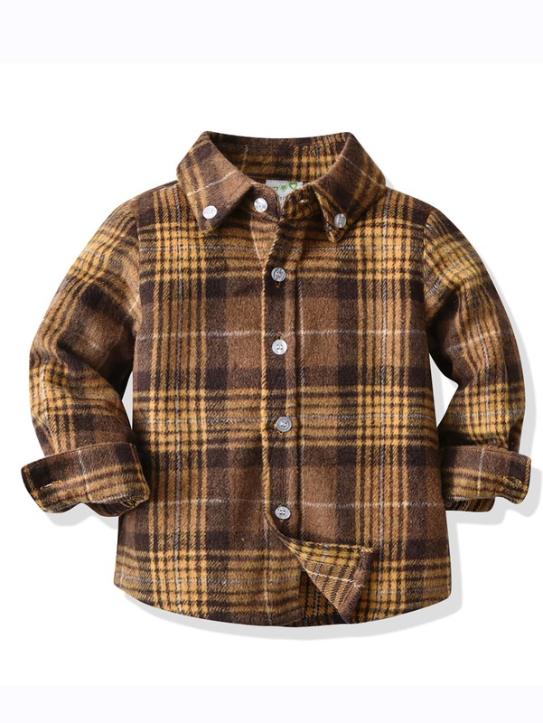 

Toddler Boys Plaid Pattern Button Up Collar Overcoat SHE, Multicolor