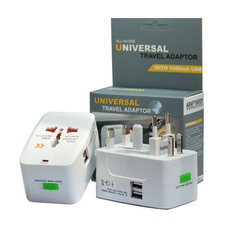 

all in one Power Plug Adapter 1 and double USB Travel universal wall charger International Plug US UK EU AU AC