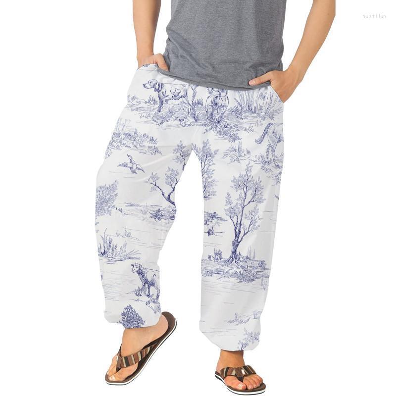 

Men's Pants Mens Casual Versatile All Print Loose Fashion Beach Pocket Trousers Open ToeMen's Naom22, Blue