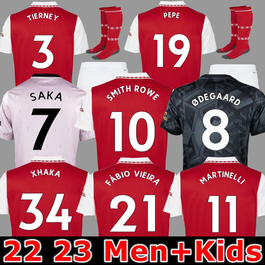 

22 23 SMITH ROWE PEPE SAKA soccer jerseys Fans Player version THOMAS MARTINELLI TIERNEY 2022 2023 red football shirt Men Kids kit ODEGAARD SAMBI FABIO VIEIRA Nketiah, 86/88 away