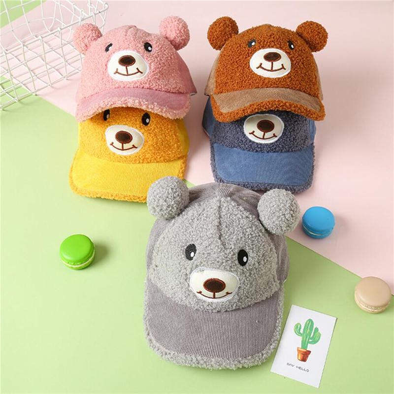 

Berets Children Winter Baseball Cap Cute Cartoon Bear Unisex Warm Casual Kids Fashion Street High Quality Peaked, Brown