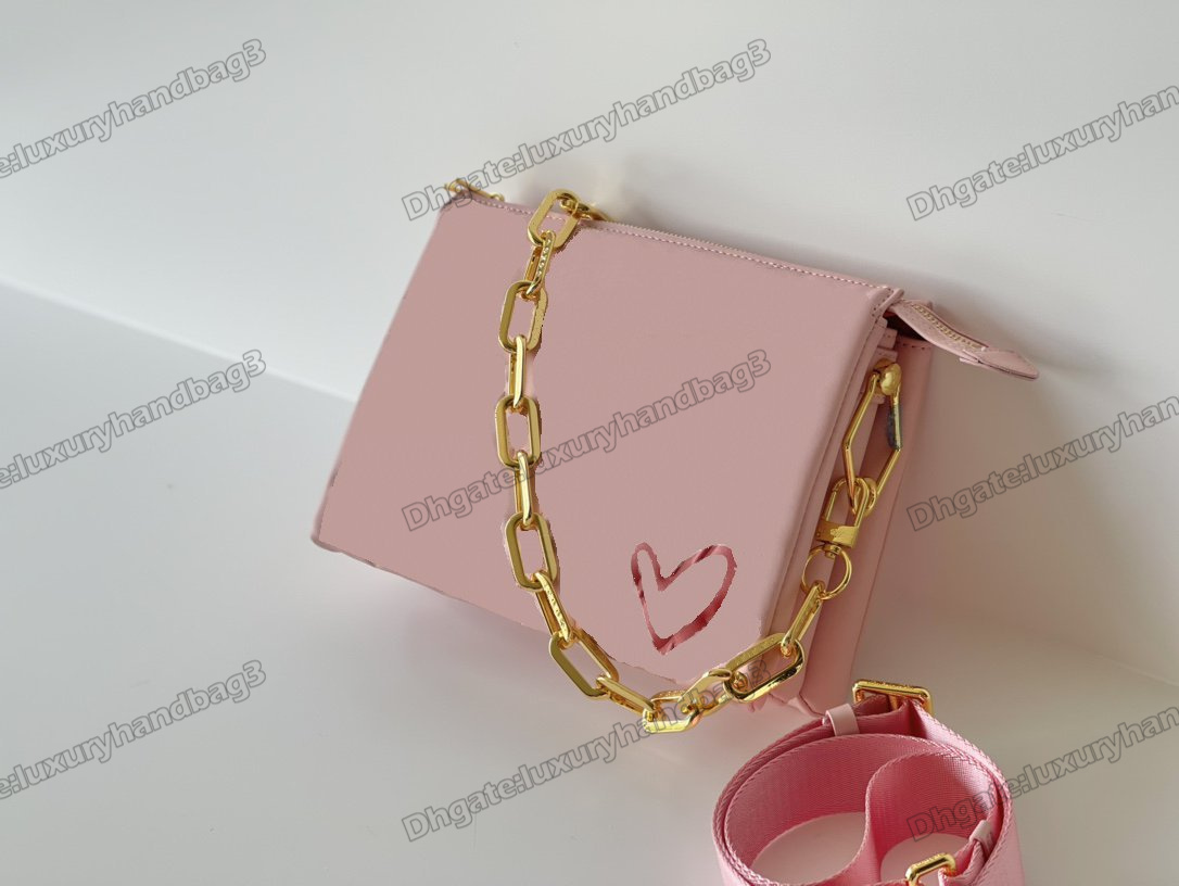 

COUSSIN PM Chain Bag Monograms Embossed Heart-shaped Puffy Lambskin Designers Handbag Womens Luxurys Wallet Hobo Cross Body, Color 1#