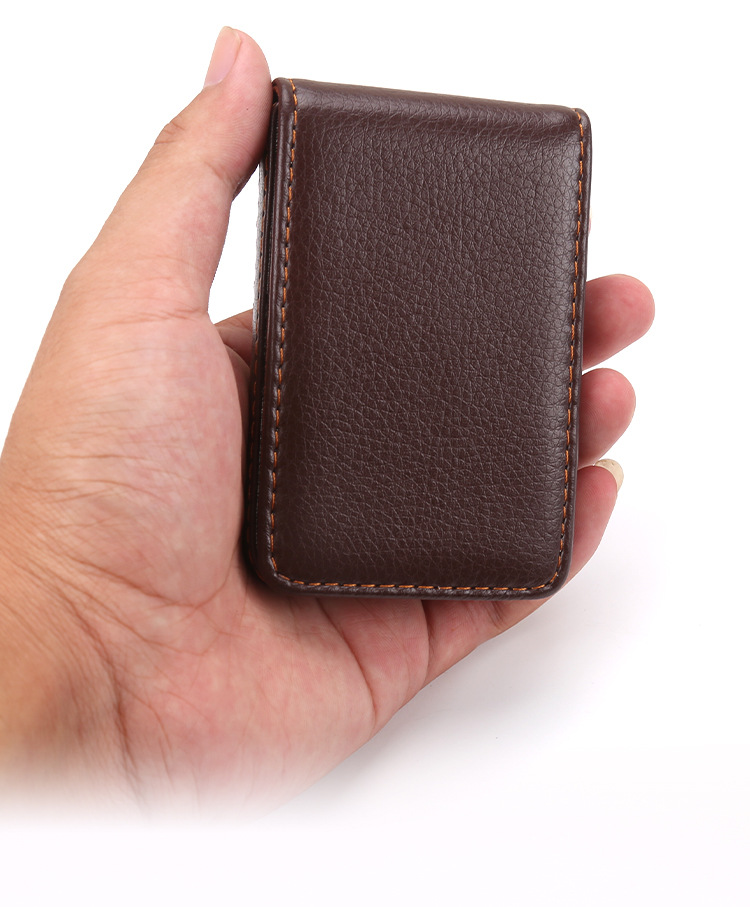 Wholesale Card Holder Wallet case PU Leather Minimalist Men's Business With Magnetic Closure support customized logo