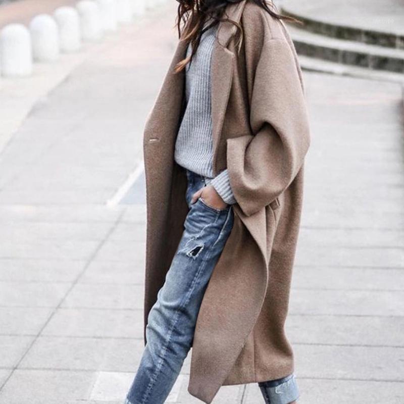 

Women' Trench Coats Autumn Wnter Long Coat Women Jacket Overcoat Female Turn Down Collar Windbreaker Button Plus Size, Khaki