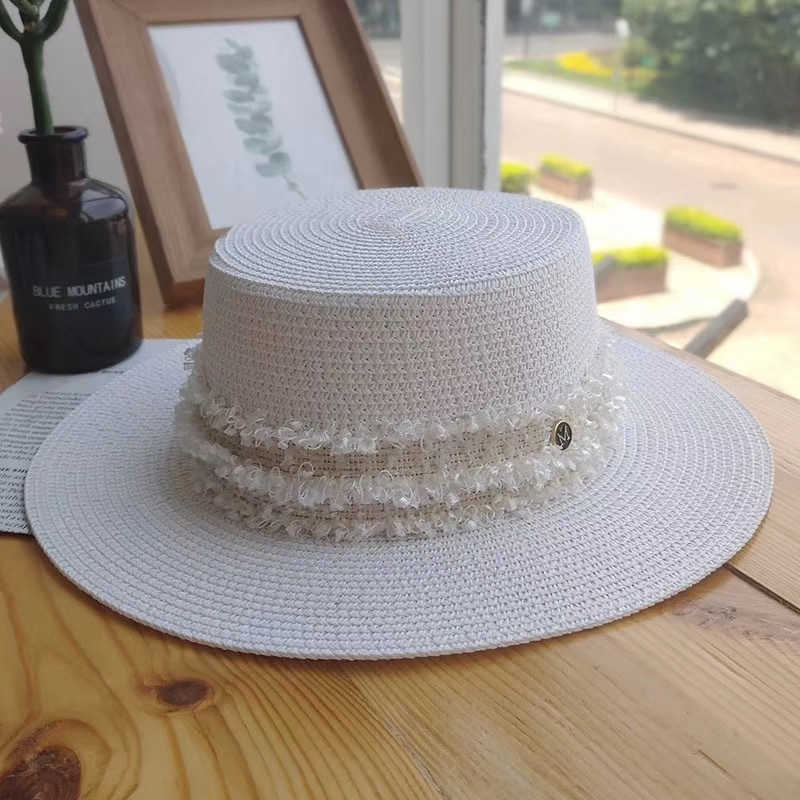 

New design women boater beach Ladies girls Casual Lace Straw Wide brim sunscreen hat Visor cap Gorras, 003