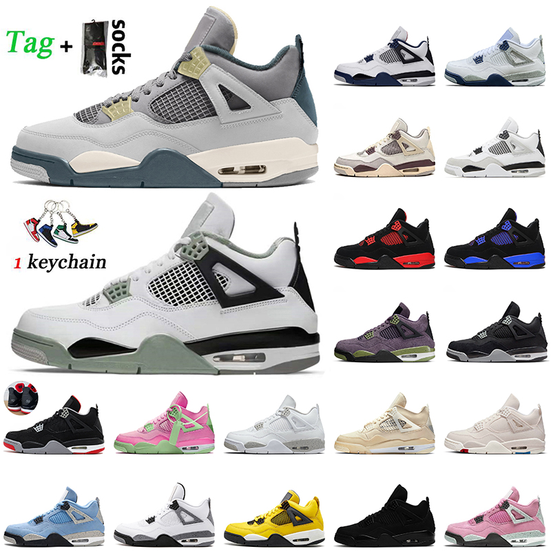 Vente en gros 2022 Top Qualité Femmes Hommes Jumpman 4 Chaussures de basket-ball 4s Midnight Navy Craft Seafoam Taille 13 Baskets Fire Red Thunde