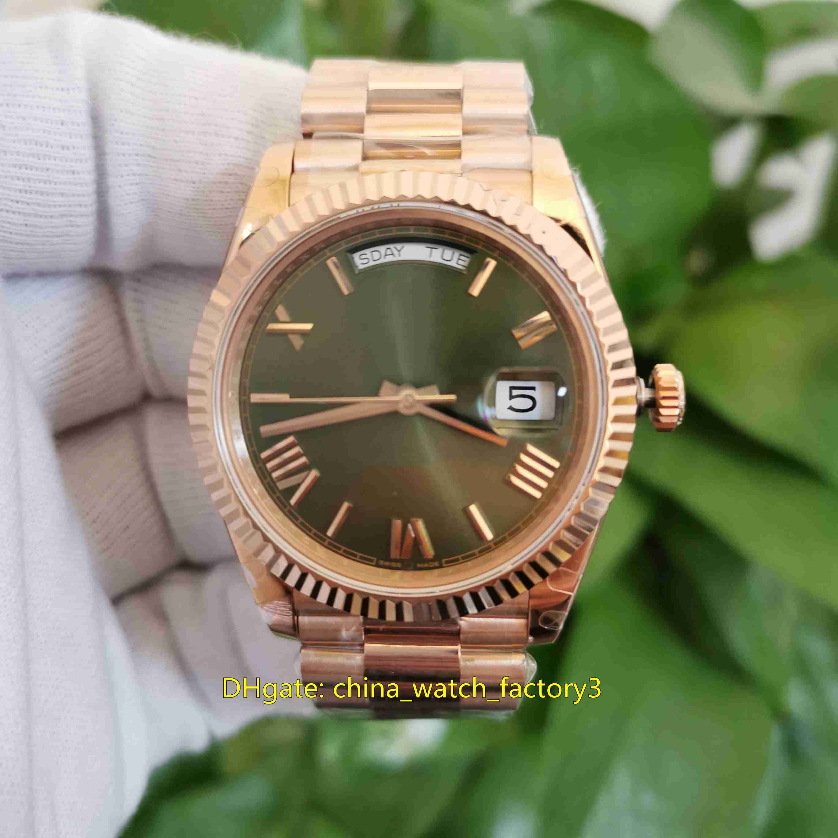 BP Maker Mens Watch Top Quality 40mm Day-Date 228235 President 18k Rose Gold Green Dial Watches Asia 2813 2836 3255 Movement Mechanical Automatic