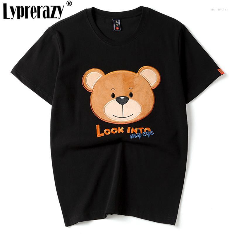 

Men's T-Shirts Lyprerazy Original Brand Men T Shirt Cartoon Bear Embroidery T-Shirt Harajuku Summer Short Sleeve Fashion Casual Tops TeesMen, Black