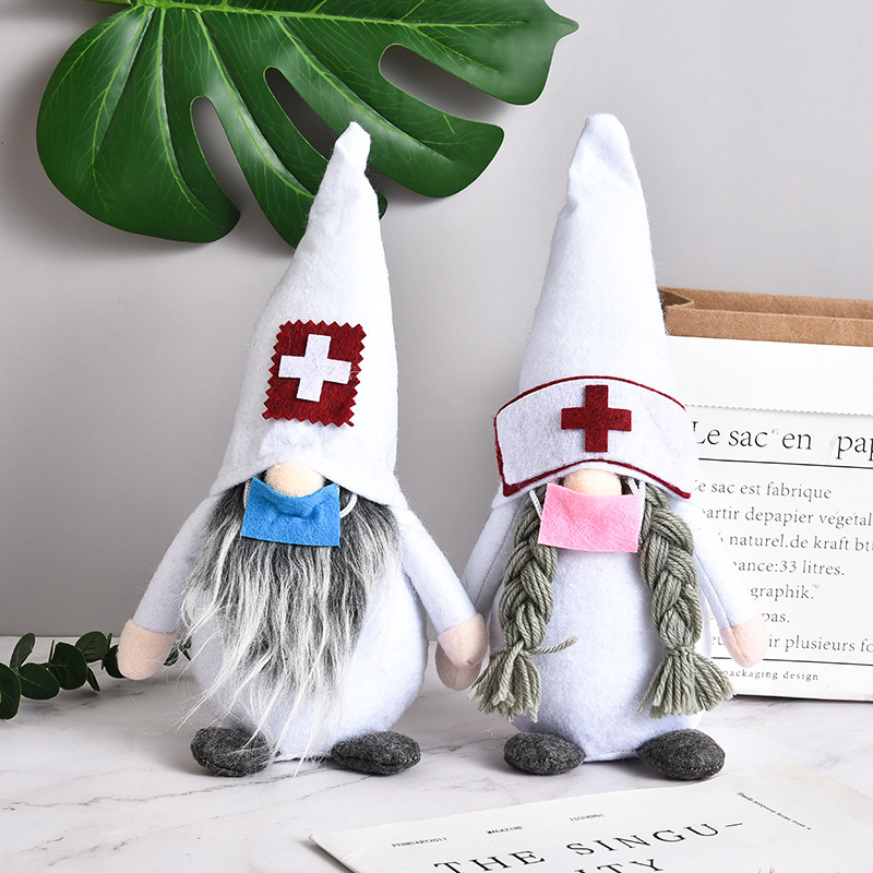 

Doctor Nurse Faceless Plush Doll Christmas Party Santa Cross Cap Beard Braid Toys Festival Supplies Home Xmas Ornaments Gifts 7 5gl1 Q2