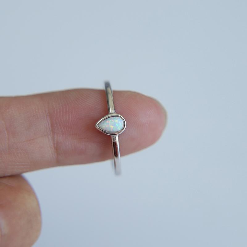 

Cluster Rings Original 925 Sterling SILVER Elegant Tiny 3 5mm Pear Shape Opal Single Stone Pure Girl Women Dainty Ring 2022 Top QualityClust