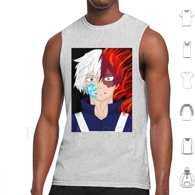 

Men' Tank Tops Todoroki Vest Sleeveless So Plus Ultra, White;black