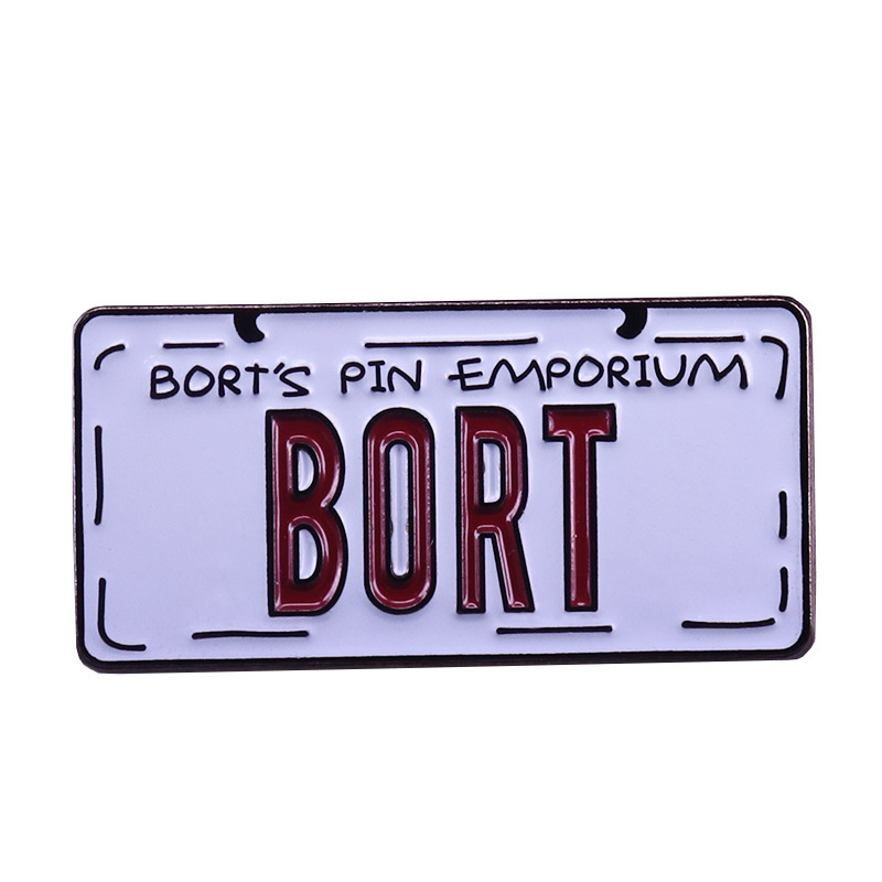 

Cartoon Anime Bort License Plate Enamel Brooch Pins Metal Badges Lapel Pin Brooches Jackets Jeans Fashion Jewelry Accessories, As picture