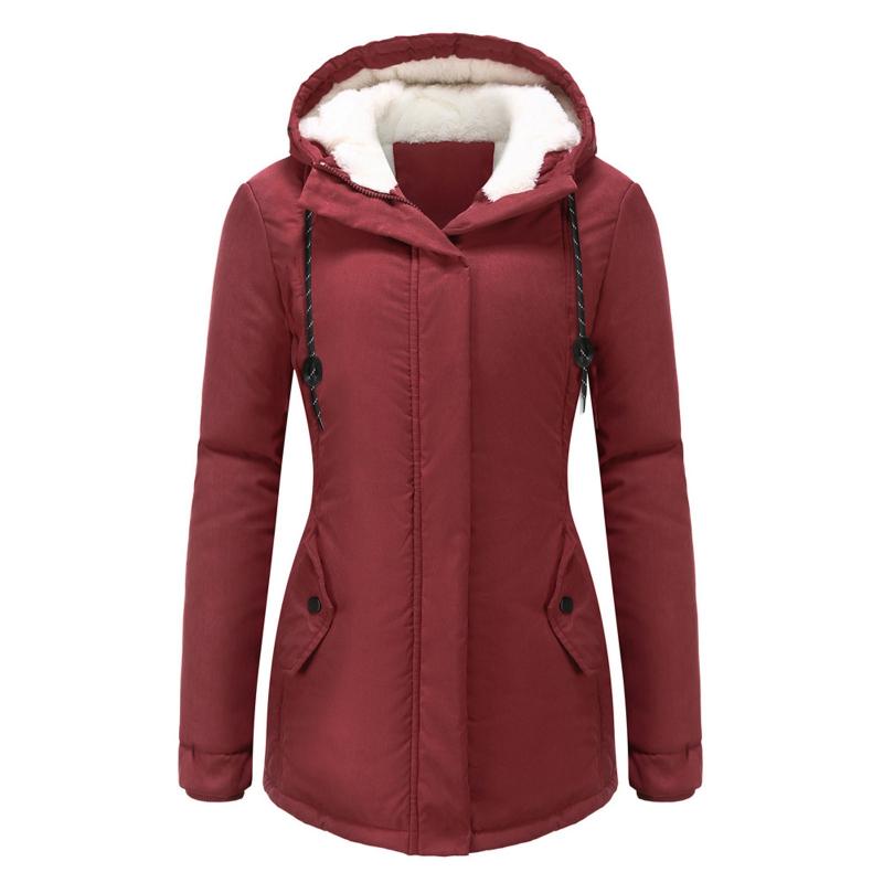 

Women's Jackets Autumn And Winter Coats Women Cotton Cashmere Hooded Jacket Medium-Long Casual Parka Thick Quilt Outwear Plus Size 3XL Jaque, Black