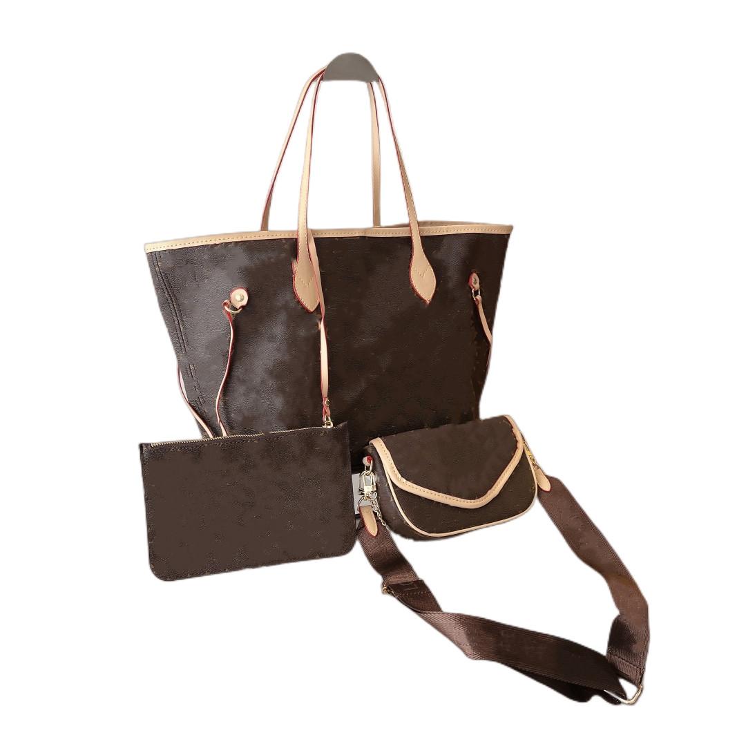 

22SS Women classic Fashion Bags combination bag three piece set Totes crossbody messenger bags Doudou Wallet Top Quality hobo handbag purse handbags coin billfold, Brown size 32*20cm