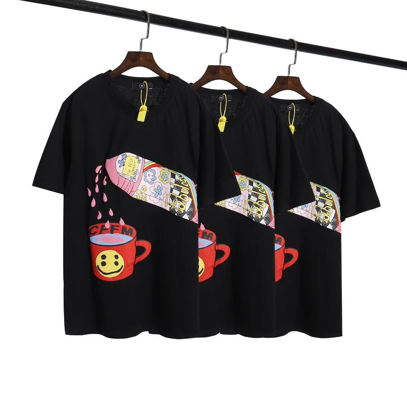 

Men's Casual Shirts 2022 Trendy And Women's Cpfm Creative Four Eye Fruit Smile Cartoon Printed High Street Loose Short Sleeve T-shirt, Black