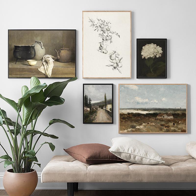 

Paintings Vintage Kitchen Wall Decoration Canvas Print French Country Landscape Floral Oil On Posters Gallery Picture Decor