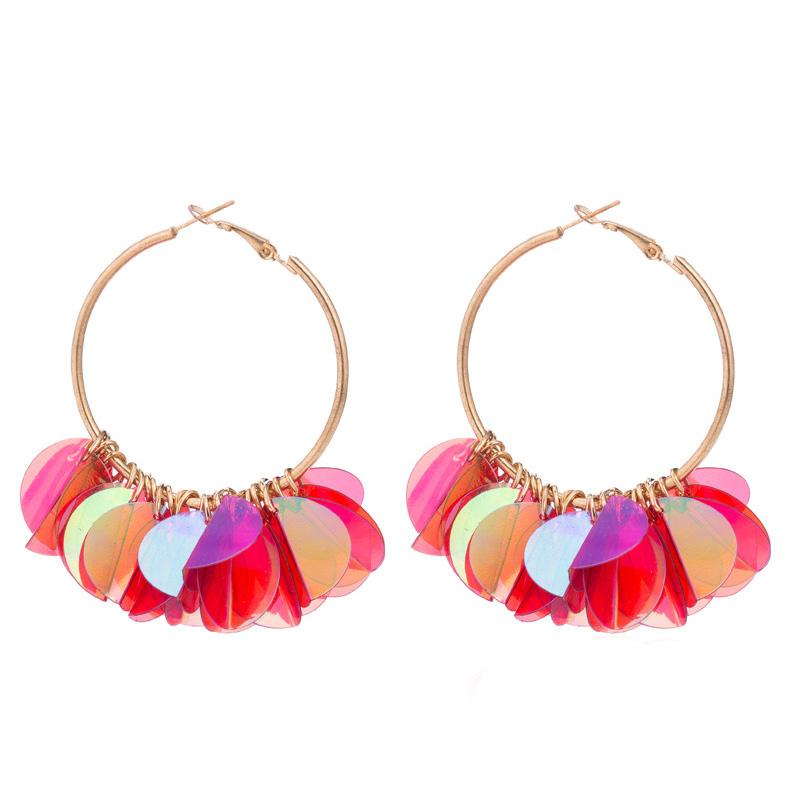 

Dangle & Chandelier Fashion Geometric Irregular Earrings Flower Sequin Alloy Multi-Color Ethnic Wind