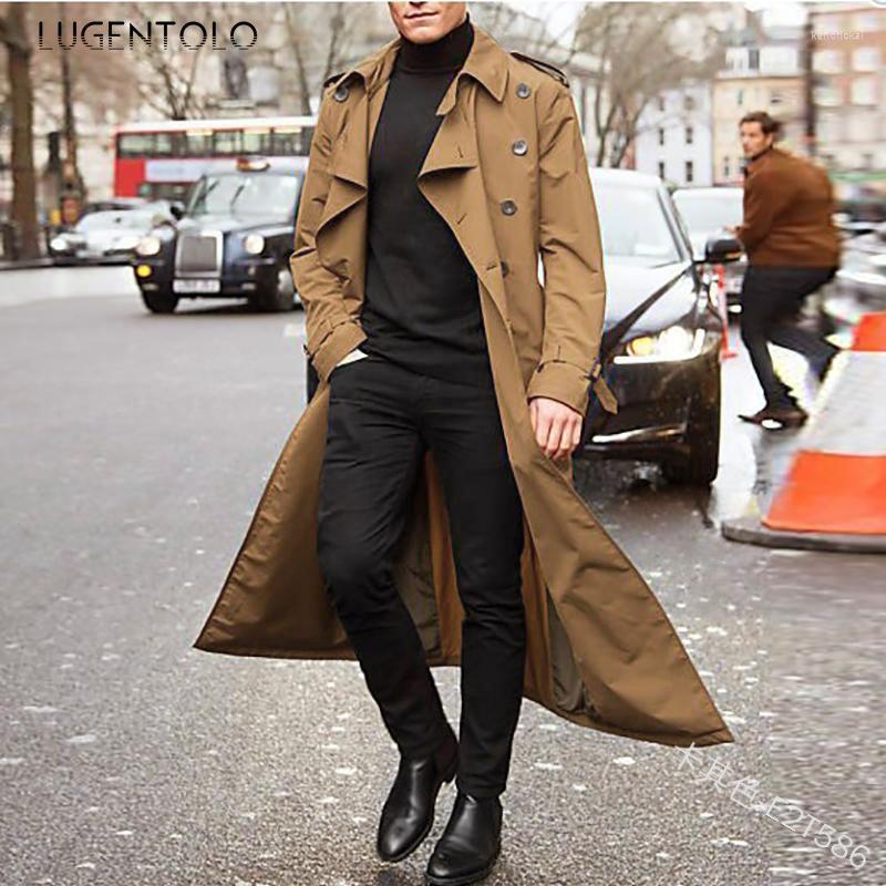 

Men' Trench Coats Men Autumn Solid Large Size Splicing Long Coat Lapel Single-breasted Men' Casual Loose Street TrenchMen' Kend22, Black