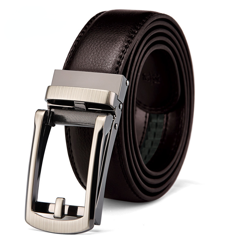 

TopSelling Men's leather Classic luxury belts Korean automatic buckle cowhide waistband business dress belt for man, Black