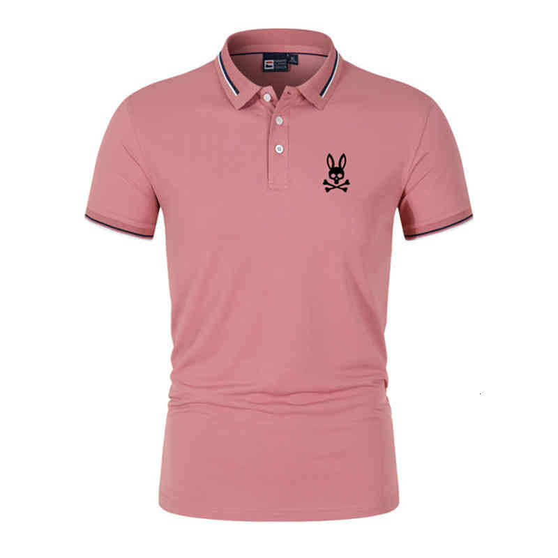 

Clothing T-shirt 2021 summer men' cotton Lapel fashion short sleeve polo printed micro label ghost rabbit, White