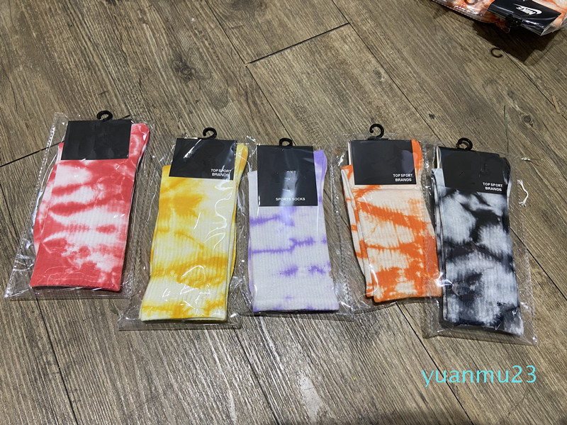 2022-Newest Tie Dye Crew Printing Socks Street-style Printed Cotton Long Socks For Men Women High socks