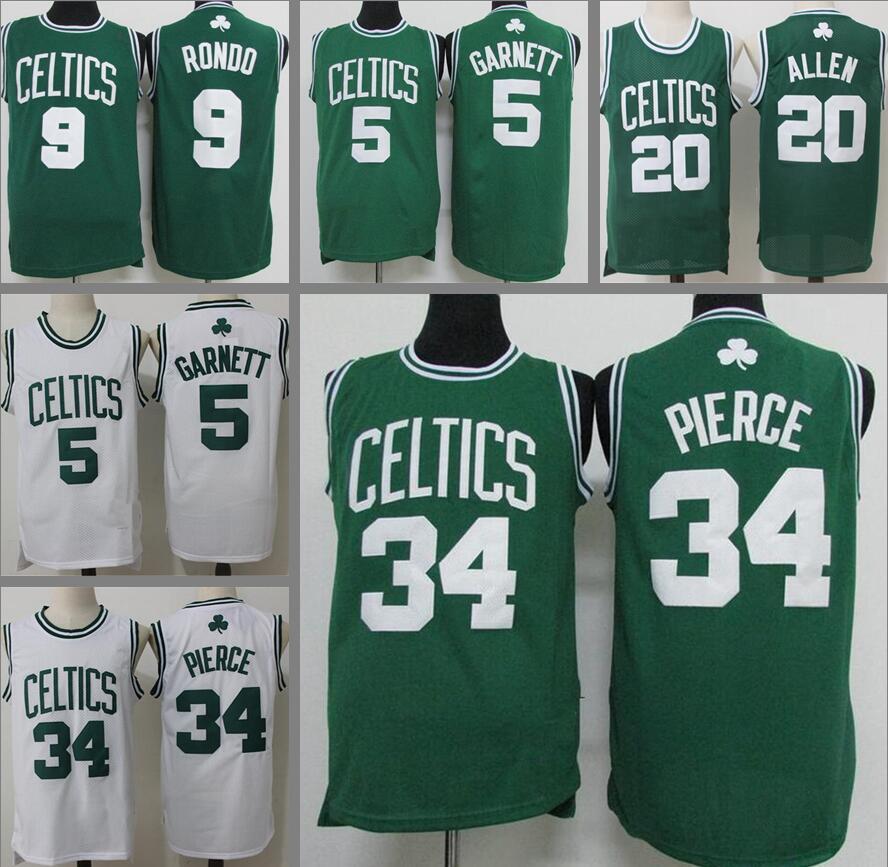 

Hot basketball jerseys 34 Paul Pierce 5 Kevin Garnett 20 Allen 9 Rondo jersey, With logo