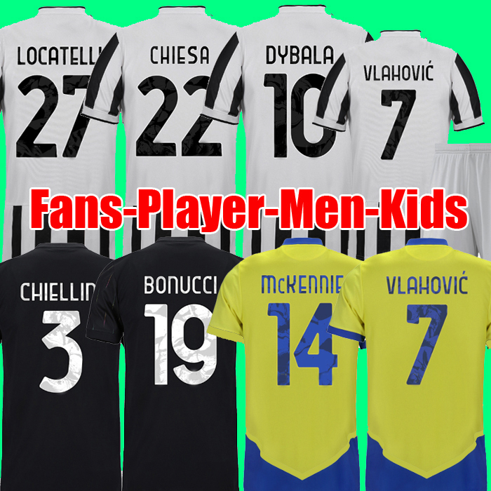 

top thailand DYBALA VLAHOVIC soccer jerseys LOCATELLI CHIESA CUARDADO 21 22 football top shirts men and kids, Home