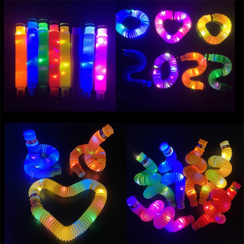 

Plastic Luminescence Pop Tube Keepsakes Decompression Toys Kids Adults Gift LED Light Plastic Pipe Telescopic Tubes Toy Corrugated Pipes 2 3zf H1