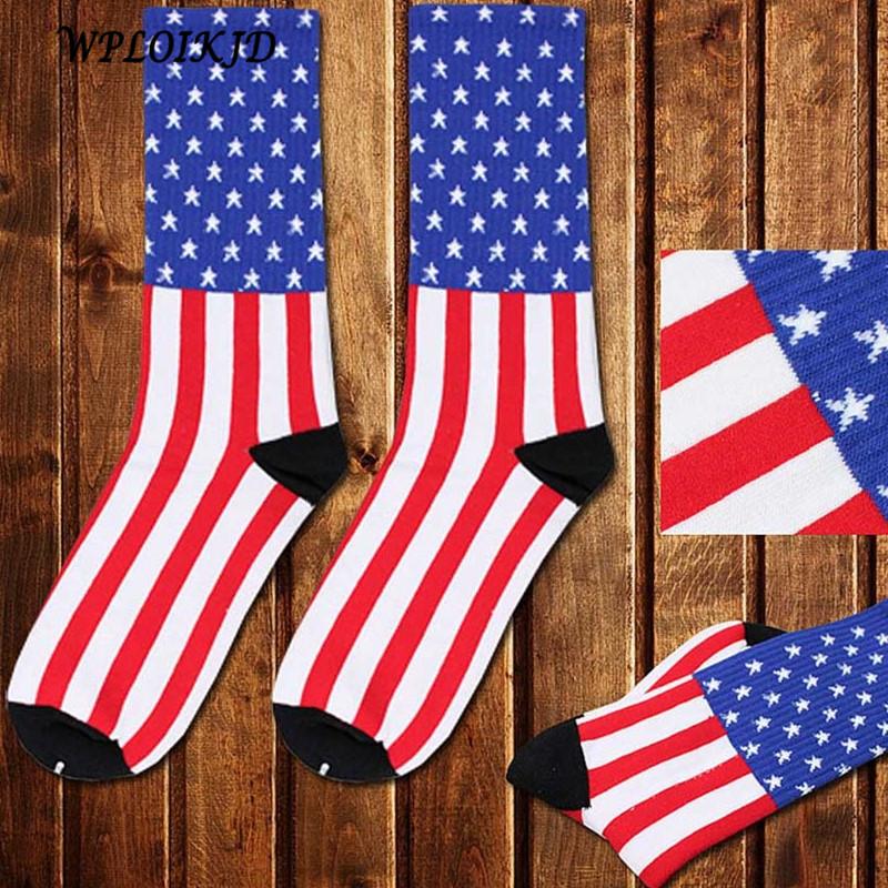 

Men's Socks [WPLOIKJD]Men Cotton Striped And Stars Flag Ly Europe The United States High Quality Breathable, Black