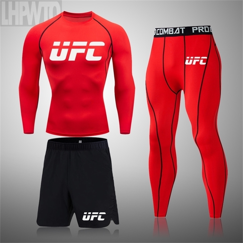 

T Shirt Men Rashguard Jiujitsu MMA Jogging Gym Fitness Tracksuit Men Boxing Jerseys Muay Thai Compression Kickboxing Sport Sets 220402, 2pcs
