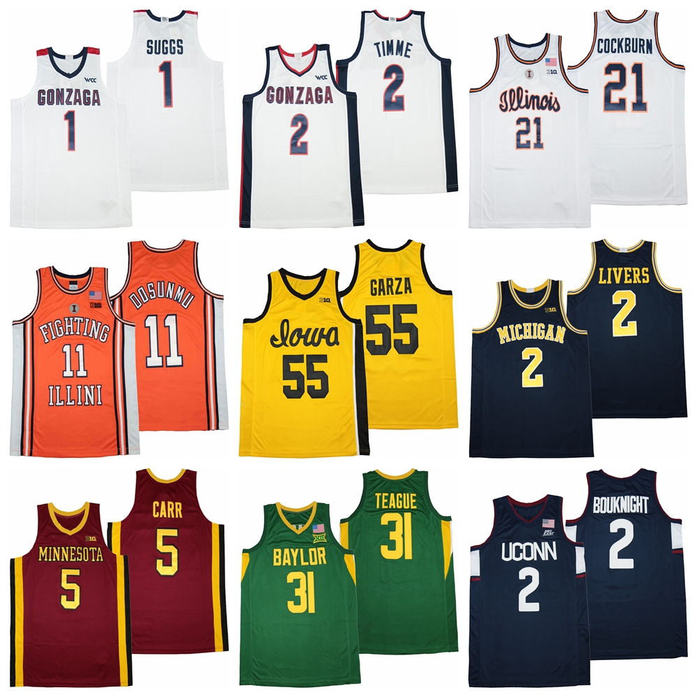 

Gonzaga Bulldogs 1 Jalen Suggs Jersey College Basketball Corey Kispert Ayo Dosunmu Luka Garza Isaiah Livers Marcus Carr MaCio Teague Bouknight NCAA