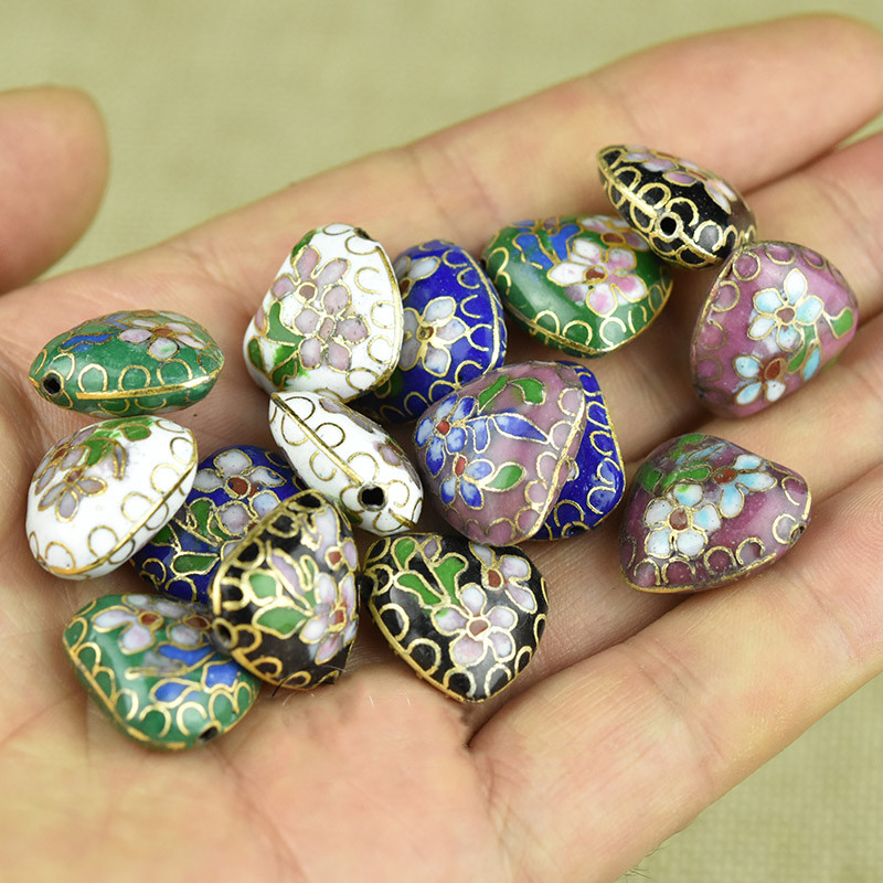

10pcs Classic Fine Cloisonne Heart Love Beads for Jewelry Making Supplier Enamel Accessories DIY Earrings Bracelet Necklace Pendants