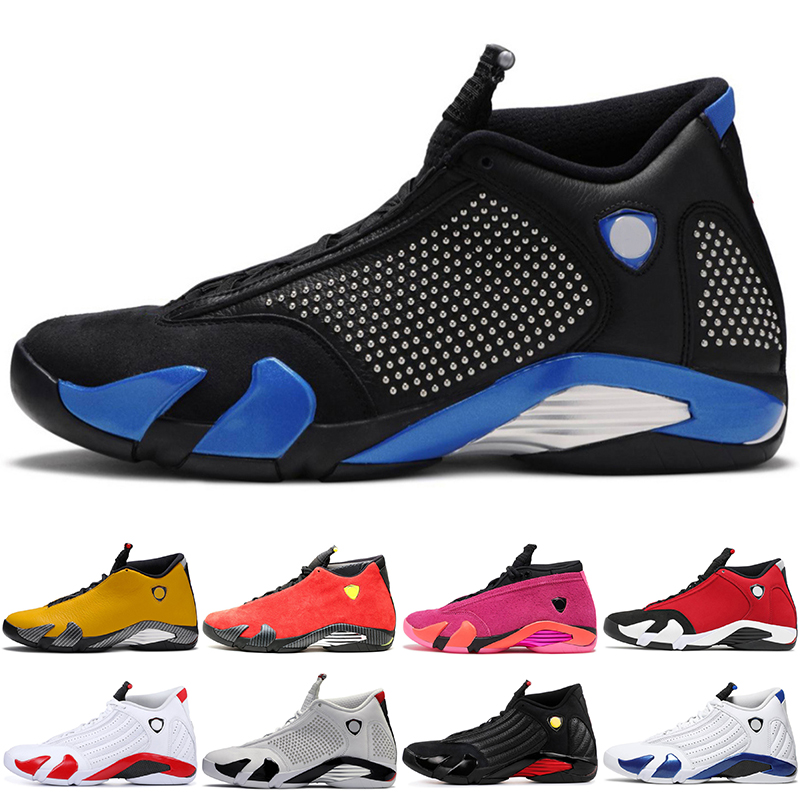Chaussures de plein air pour hommes Jumpman x 14 Hyper Royal 14s Satin University Gold Red Desert Sand Trainers Sneakers 58