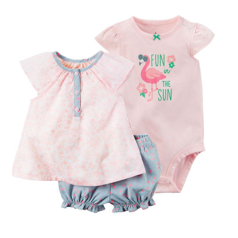 

Clothing Sets Sleeveless Tops O-Neck Bodysuit Shorts Dot For Baby Girl Outfit Summer 2022 Born Clothes Set Infant Suit Pink CottonClothing