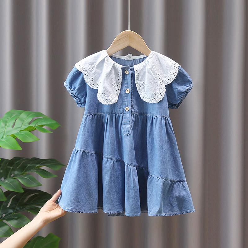 

Girl's Dresses Girls Baby Summer Kids Clothes Denim Dress Costume For Toddler Clothing 2-6 T Child Birthday Princess DressGirl's, Blue