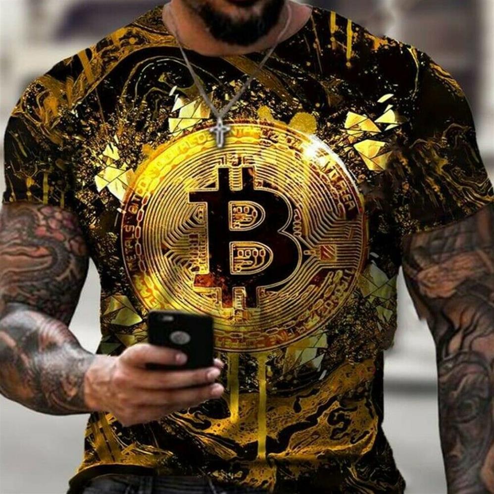 

Men's T-Shirts Bitcoin TShirt Crypto Currency Traders Gold Coin Cotton Shirts2518, As pic show