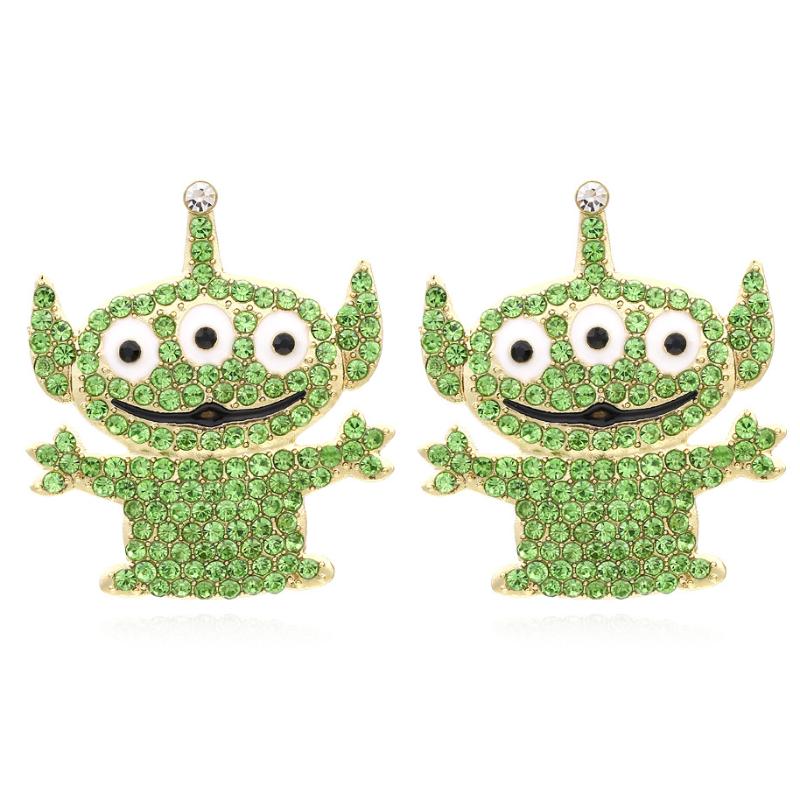 

Dangle & Chandelier Creative Cute Cartoon Character Earrings Personality Fun Alien Colored Rhinestone Woman WholesaleDangle