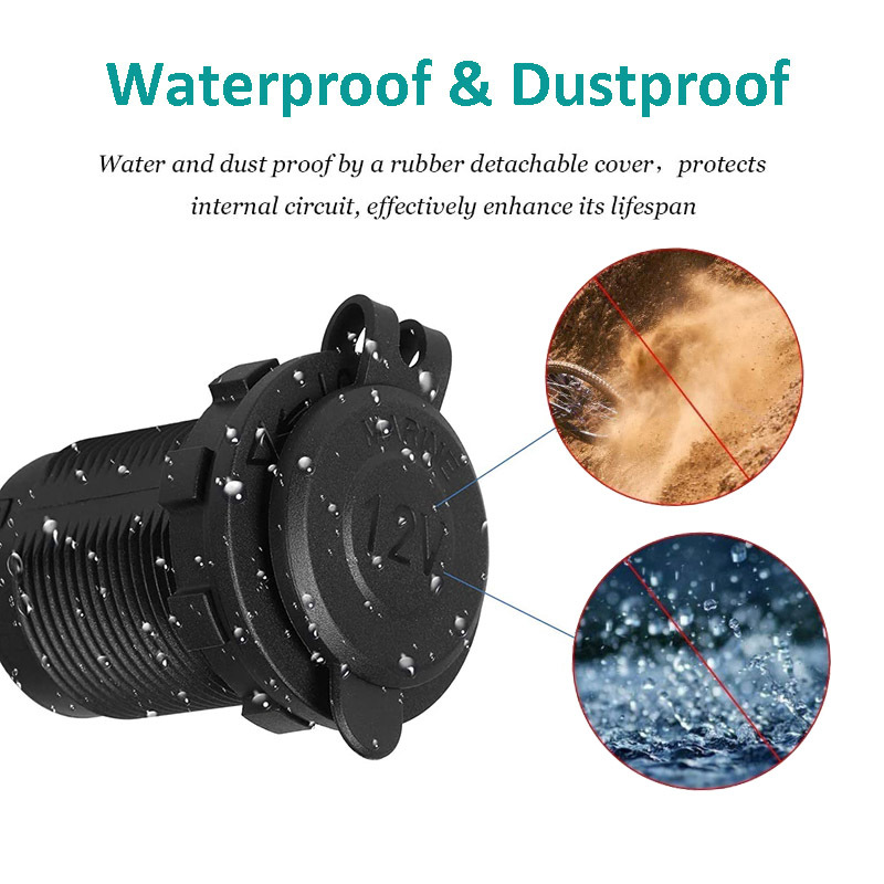 

100pcs New Cigarette Lighter Socket Car Marine Motorcycle ATV RV Lighter Socket Power Outlet Socket with Led Receptacle 12V Waterproof Plug