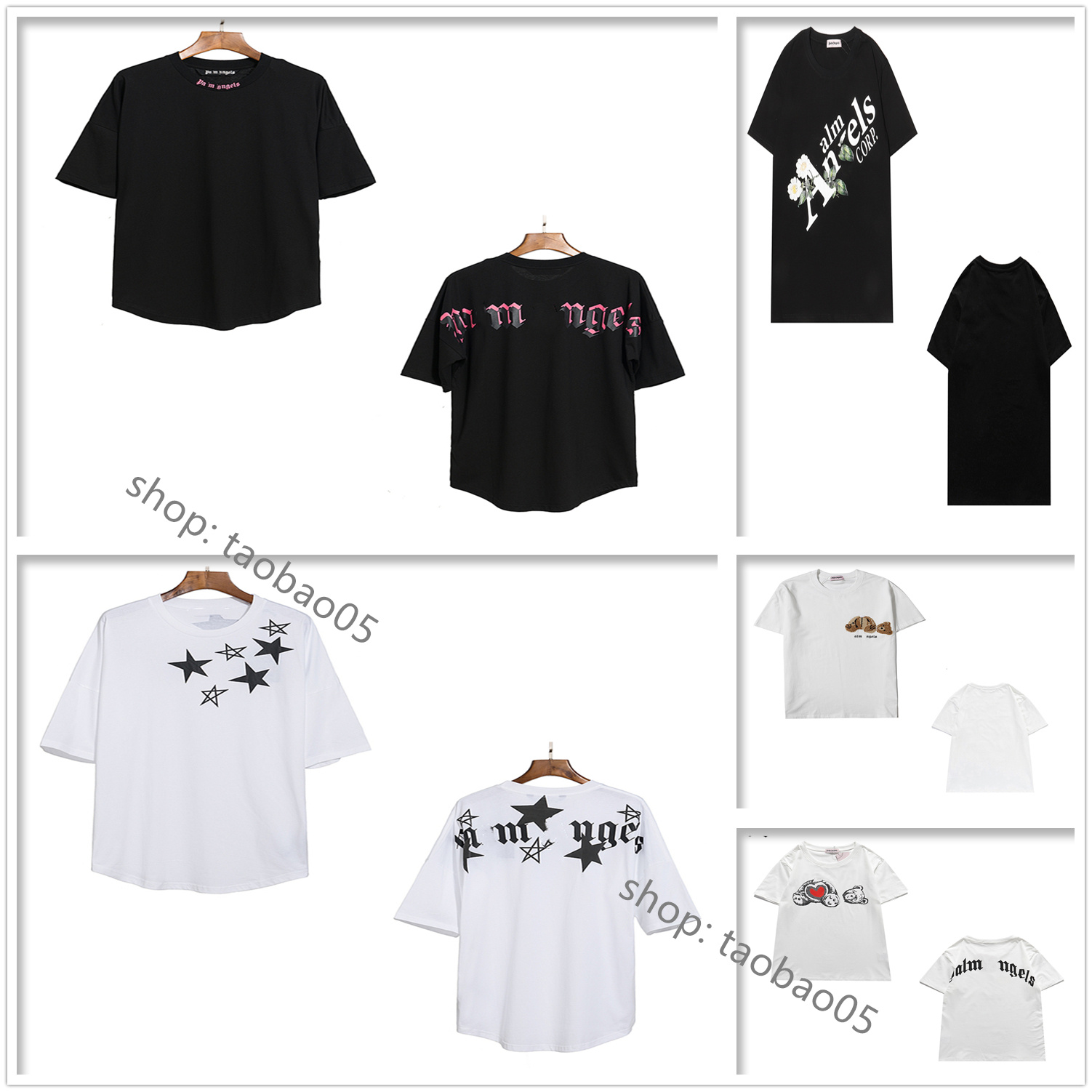 

Men's angel T Shirt women T Shirts decapitated bear hip hop street shark round neck loose embroidery short sleeve dolman sleeves drop shoulder foam print B06, 1pcs button