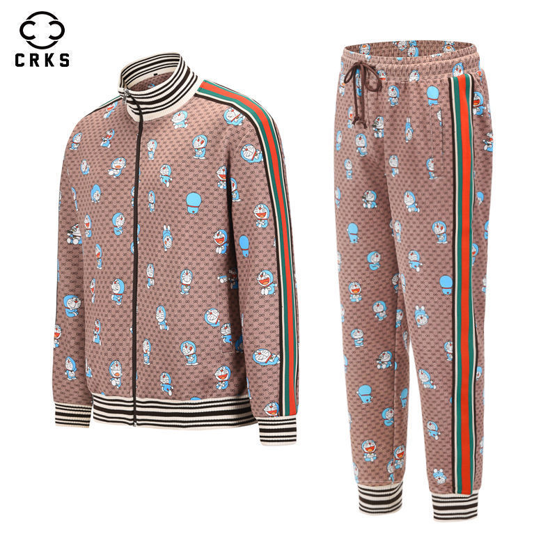 

Sportswear Women's New Doraemon Co Branded Series Jingle Cat Printed Guard Pants Men's Casual Coat Jacket, Tan 3005 suit