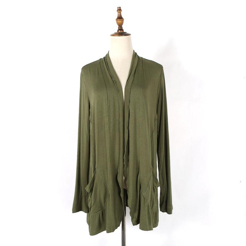 

Women' Polos Cardigan, Thin, Mid-length, Fashionable, Loose, Slim, Commuting, Comfortable, Long-sleeved Jacket, Army green