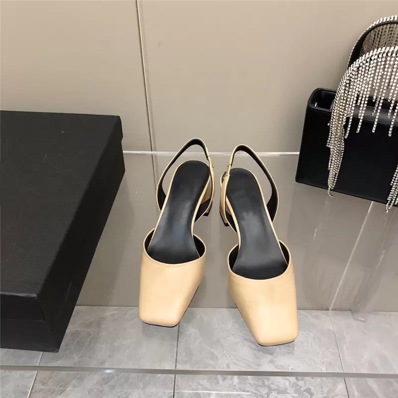 

Spring Summer Show square toe Series Sandals Beautiful Metal Buckle High-heeled Hollow Single Shoes Thick Heel Fashion Womens Sandals, As pic 3