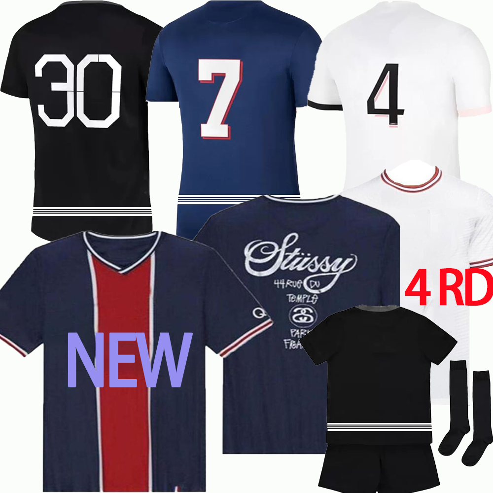 

21 22 23 HAKIMI RAMOS 4th soccer jersey MBAPPE VERRATTI MARQUINHOS KIMPEMBE Icardi di Maria maillot de foot Stussy x psgs special version men kids kit football shirt, Bali 21-22 third